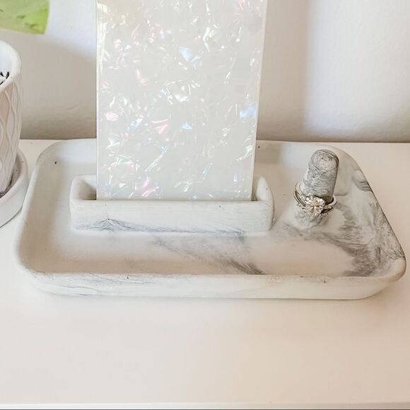 Marbled cement phone & ring holder - Picture 3 of 11